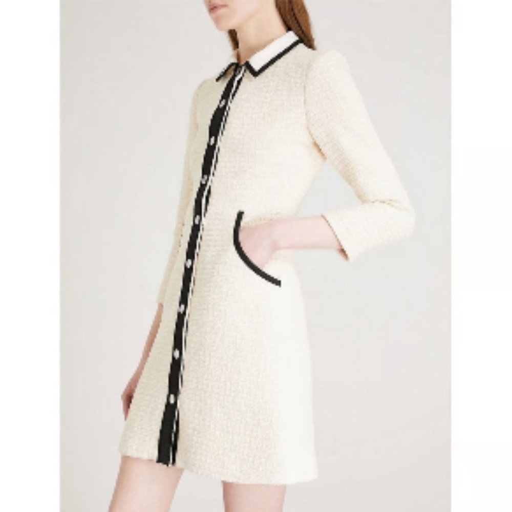 Maje Cream Tweed Dress